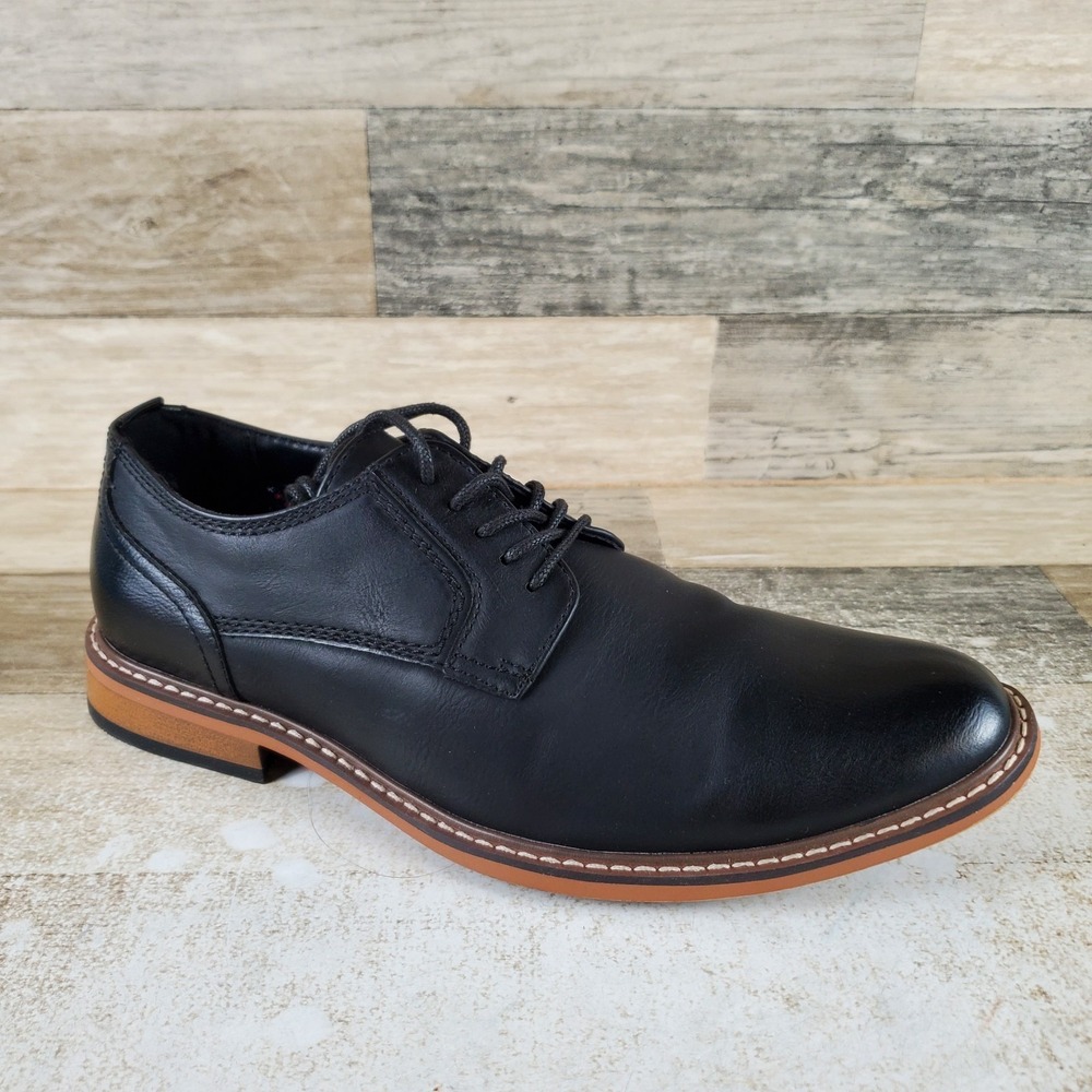 Steve Madden Ajapp Mens Oxford‎ Shoes Sz 8 Black Comfort Lace Up Vamp Almond Toe